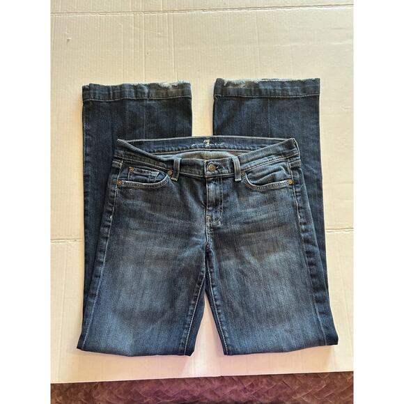 7 For All Mankind DOJO Bootcut Jeans Womens Size 30 Embroidered Pockets Wide Hem - Picture 4 of 9